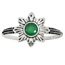 Natural Green Onyx 925 Sterling Silver Ring s.8 Jewelry R-1710