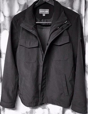 MICHAEL KORS MENS DARK GRAY LINED ZIP/SNAP UP W/ MULTI-POCKET SZ LARGE
