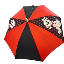 Vintage Disney 101 Dalmatians Kids Umbrella Dog Handle Red Black Paw Print