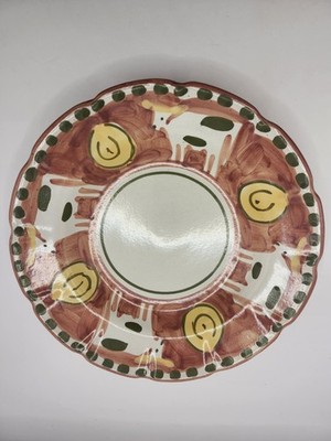 Solimene Vietri Italy Pasta Bowl Plate Serving Dish Red Bull Mucca 9.5 