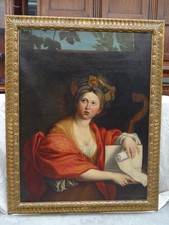 Grande dipinto olio su tela "Sibilla cumana" fine 1700 scuola napoletana