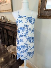 Forever 21 Dress Womens Small White Blue Floral Mini Sundress Coverup 157