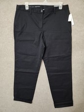 Talbots Relaxed Chino Pants Womens 14 Black Straight Leg NEW