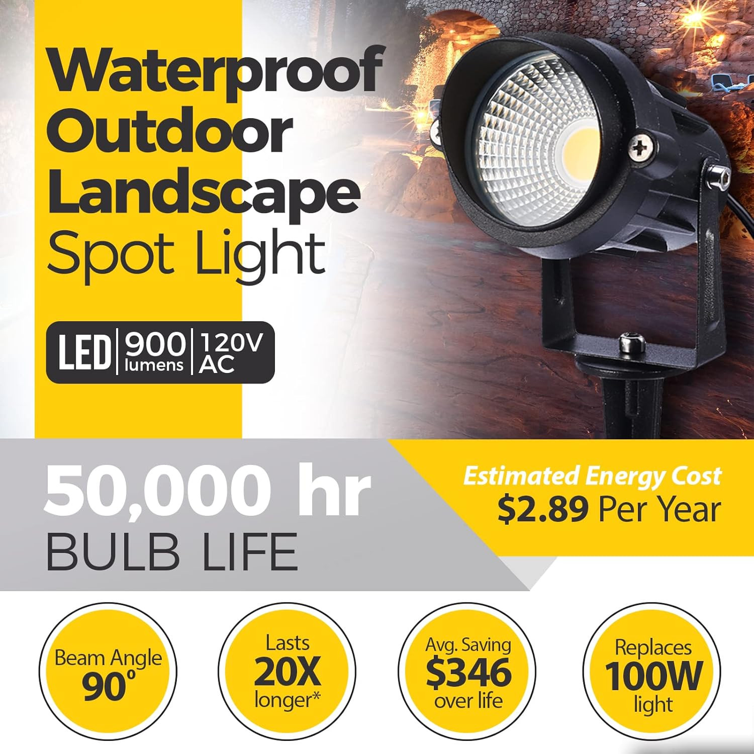 Outdoor Landscape Lighting 10W,120V Ac,Warm White Waterproof LED Landscape Light