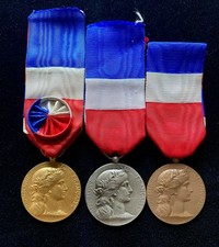 Médailles du Travail Ministère de la Guerre Vermeil Argent Bronze 3 attributions