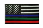3x5 USA Thin BLUE GREEN RED Line Flag American Police Fire Nylon Embroidered