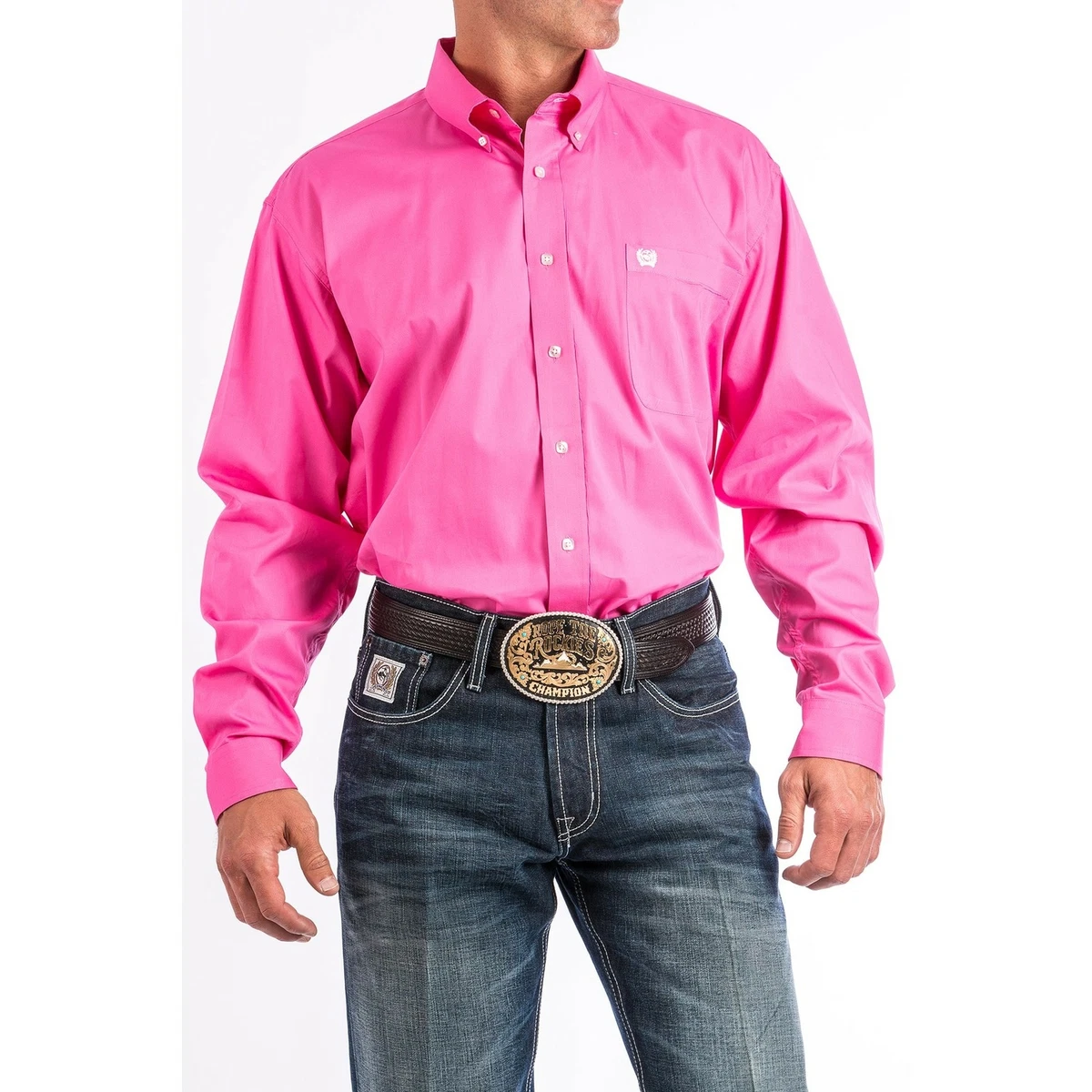 Cinch Men s Western Solid Pink Button Down Shirt MTW1103320
