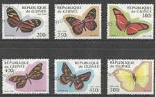 Timbres Papillons Guinée 1161A/F o lot 3605