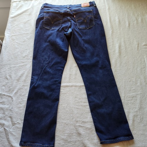 Levis Jeans Womens 14 Dark Blue Denim Stretch Classic Straight Leg 34x29 - Picture 11 of 16
