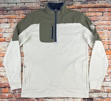 Straight Down Tundra Quarter Zip Golf Pullover Fleece Ivory Green Mens Size M
