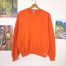 Vintage 90's Russell Athletic Blank Orange Crewneck Sweatshirt Men's Sz XL
