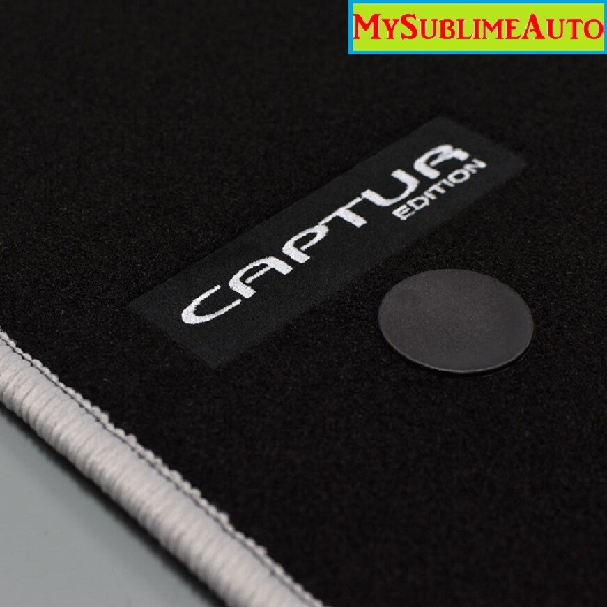 Tapis de sol Renault Captur 2013 à 2019 antidérapants avec logo brodé en velours