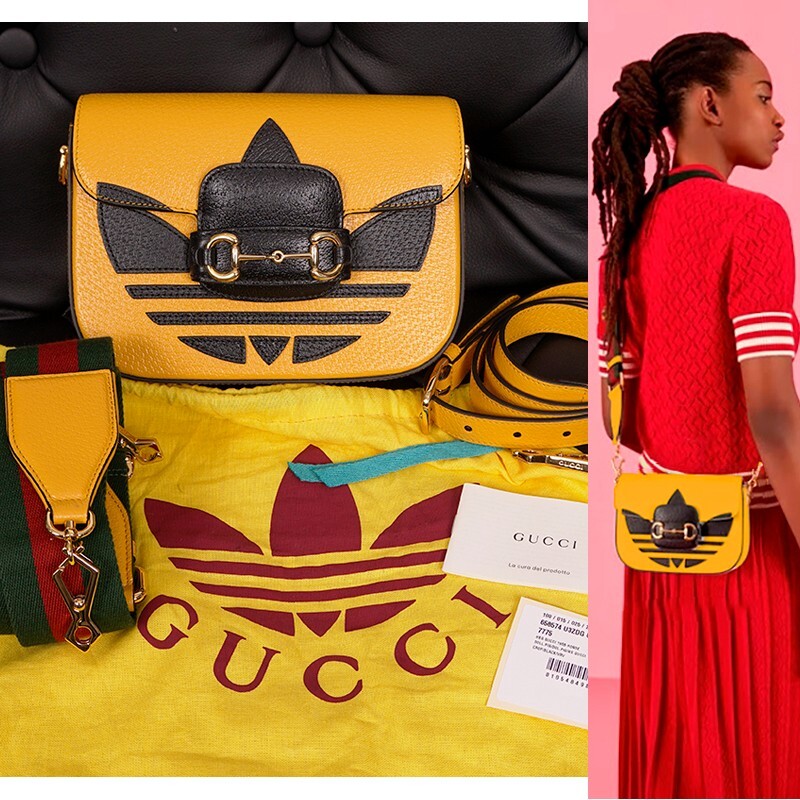 GUCCI x Adidas★Leather HORSEBIT 1955 MINI BAG w/ 2 STRAPS NEW $3,400 GUCCI x Adidas Yellow Leather HORSEBIT 1955 MINI