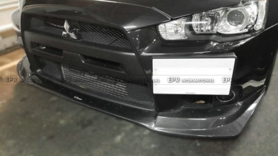 For Mitsubishi EVO 10 VRS Style Carbon Fiber Front Bumper Lip Spoiler Wing Part