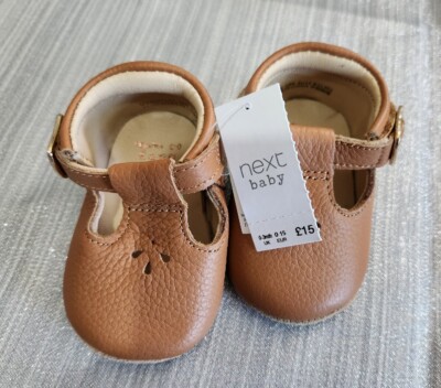 Baby Mädchen Alter 0-3 Monate neu mit Etikett Next Schuhe hellbraun Leder £15 NEU