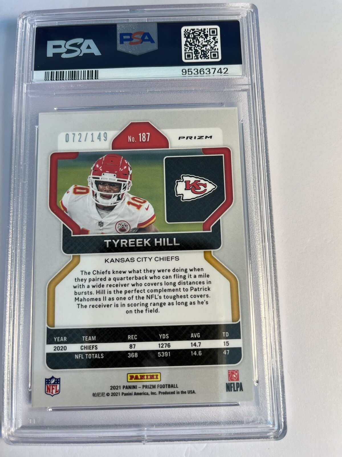 2021 Prizm Tyreek Hill⭐️ Red Wave # 187 PSA 9 💥WOW/149 view 2