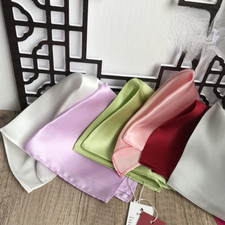 2PCS Men Women Silky Handkerchief Hanky Solid Soft Square Hankie Multi-color
