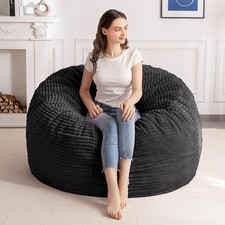 Cozy 4ft Foam-Filled Bean Bag Chair for Adults, Soft  Washable Cover