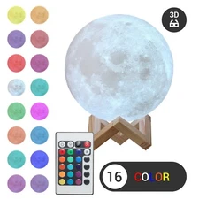 3D Moon Night Light Table Lamp USB Charging Touch Control Home Decor Gift 15cm