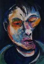 Fine unique art painting – Expressive portrait, signed Francis Bacon (British)