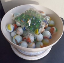 Glass Marbles 1.1kg Vintage and Modern Assortment of Colours Sizes