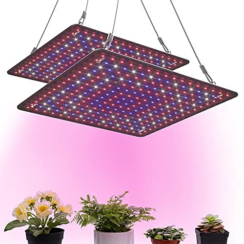 Uallhome 2 Pack LED Grow Light Panel 200W Lamp for Indoor Plants, Full Spectrum with White Blue Red UV IR LEDs for 4x4ft Coverage Grow Tent