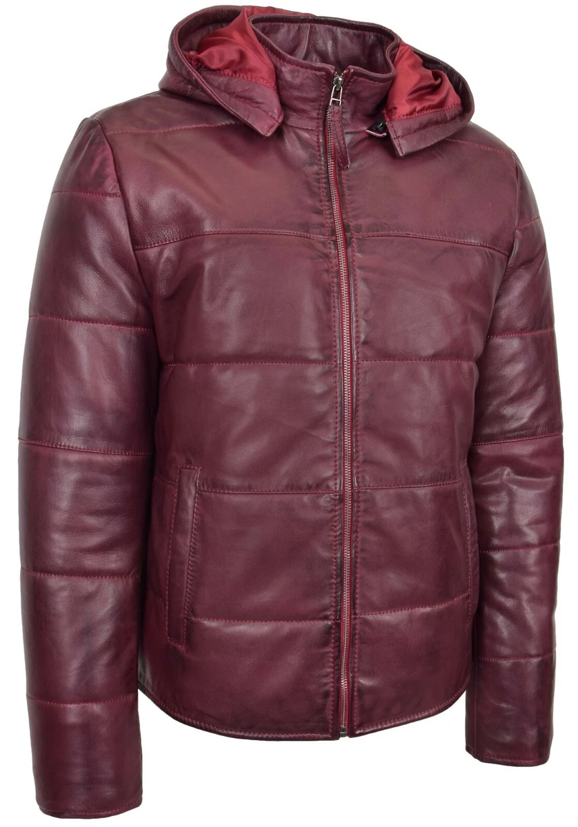 Mens burgundy padded jacket cheap