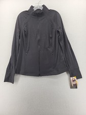 Avia Womens Athletic Jacket Large Black Full Zip Activewear Athleisure Yoga New