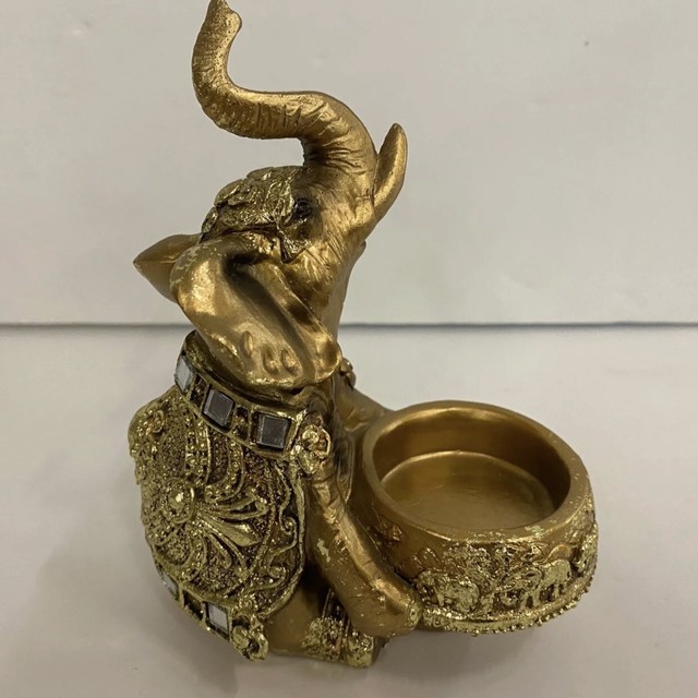 Gold Elephant Figurine Candle Holder Antique eBay