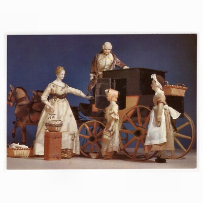Postcard postcard/costume dolls with horse-drawn carriage, Museum of the City of Leipzig