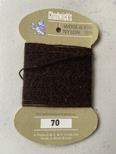 Vintage Chadwick?s Mending Yarn No 70 Dark Brown Nylon & Wool