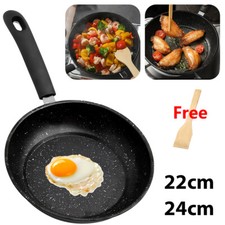 Non Stick Black Frying Pan Ceramic PTFE Coated For Gas Electric Induction Hob UK
