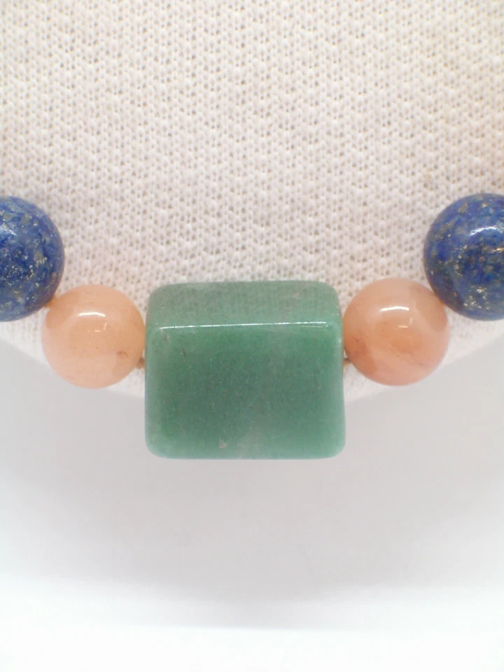 Collana con AGATA, SODALITE, GIADA  e  AVVENTURINA -chisura Argento 925 -pietre  - Immagine 4 di 4