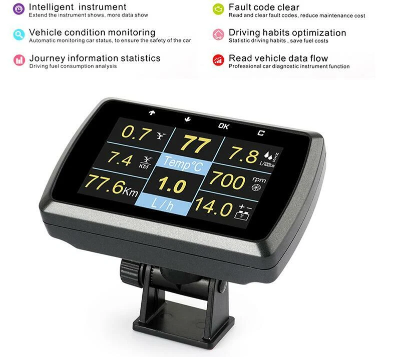 Car OBD2 Gauge Speed Meter Fuel Consumption Water Temp Display Clearing DTC Code - Image 4 of 4