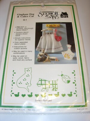 CRAFTS GINGHAM DOG & CALICO CAT STENCIL EASE REUSABLE TOLE