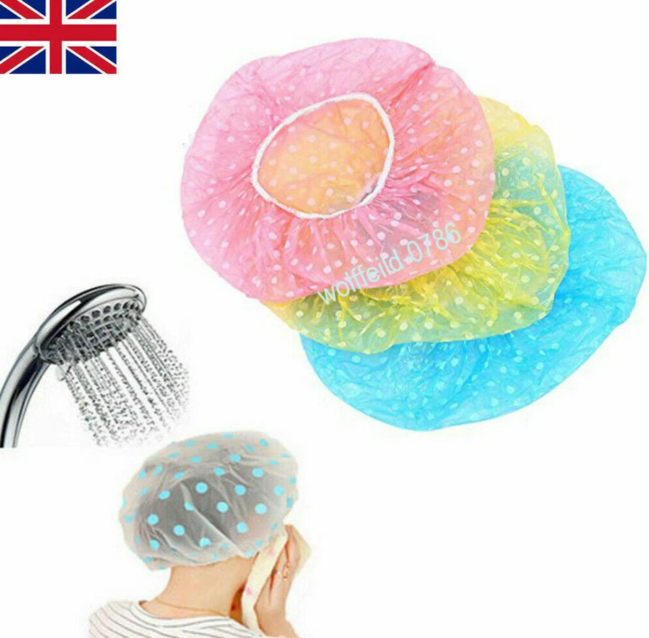 3 x Elastische Wasserdicht Duschhaube Hut Bad Kopf Haar Abdeckung Salon Duschhaube