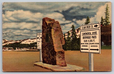 Postcard CO Continental Divide Berthoud Pass Summit Vintage Linen A3
