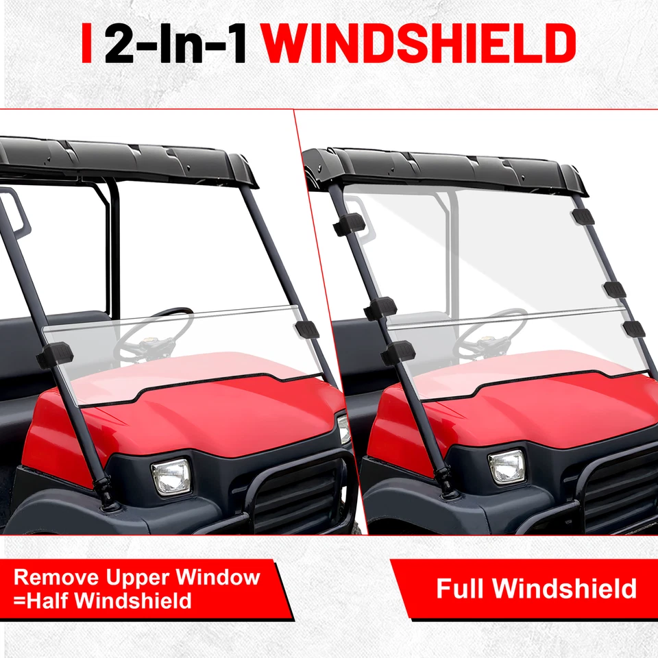 For Kawasaki Mule 3010 2003-2009 Front Folding Windshield Fold Up Window Clear - Image 3 of 4