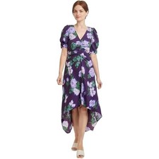 🟣 A New Day Purple Floral High Low Midi Dress Women's Sz M New With Tags