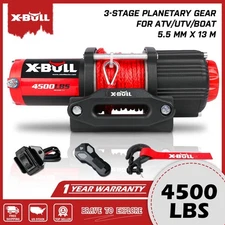 X-BULL 4500LB Electric 12V ATV Winch Synthetic Rope Towing Trailer UTV 4X4 Winch