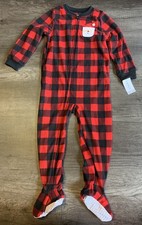 Carters Plaid Santa One Piece Sleeper Boy's Size 4