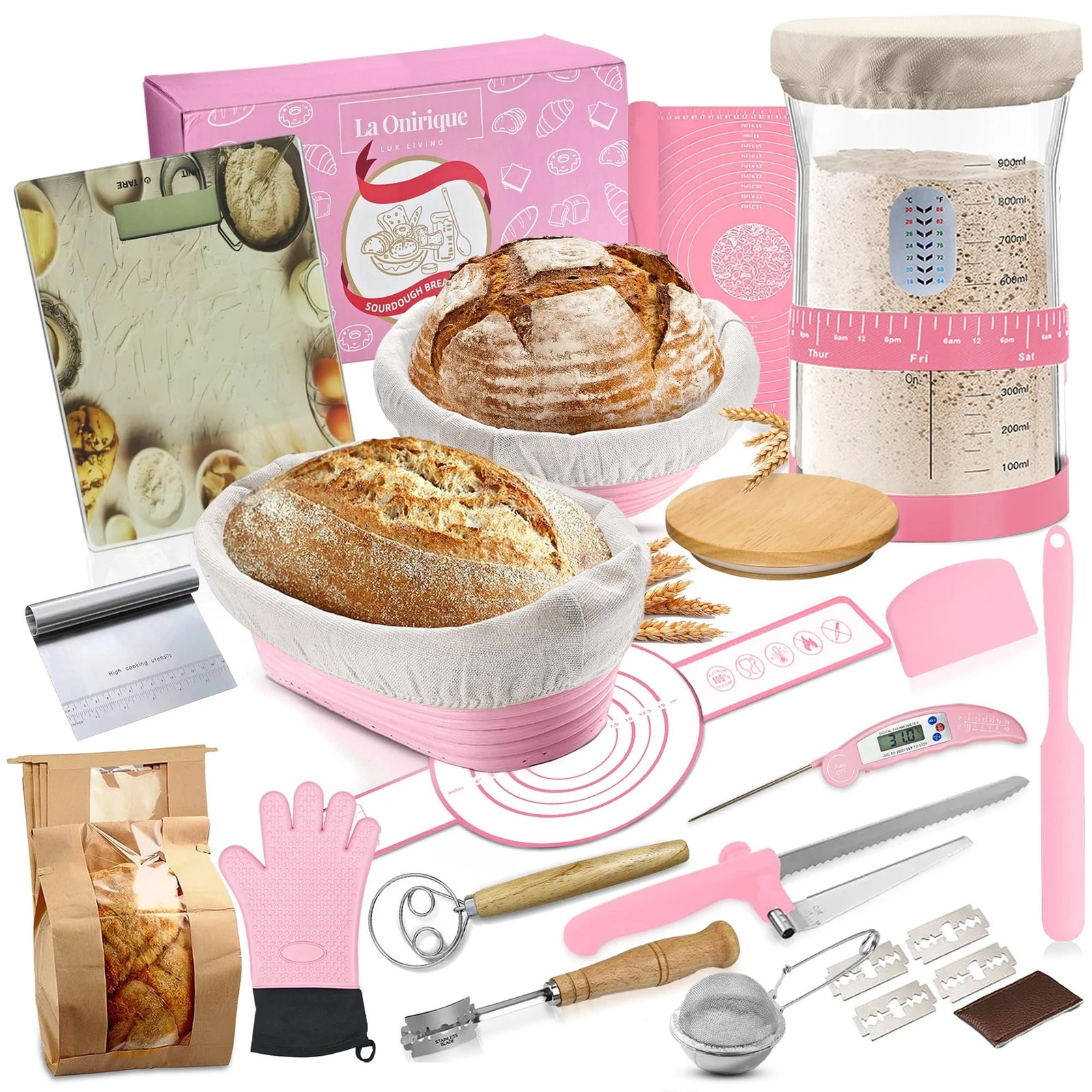 Sourdough Starter Kit – Sourdough Bread Baking Supplies – 41 Oz Starter Jar, ...