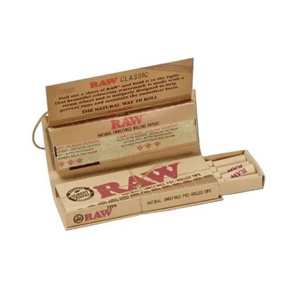 1 RAW Classic 1 1/4 Papers with Pre Rolled Tips Rolling Papers 50 leaves - image 1 of 4