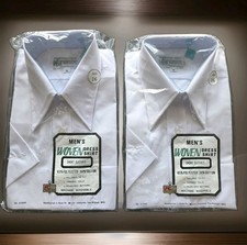 Vintage NOS Kmart Men's White Permanent Press Short Slv Woven Dress Shirts sz 16