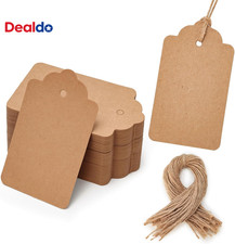 100Pcs Gift Tags with String Attached, 1.7 X 2.8 Inch Kraft Paper Hang Tags for
