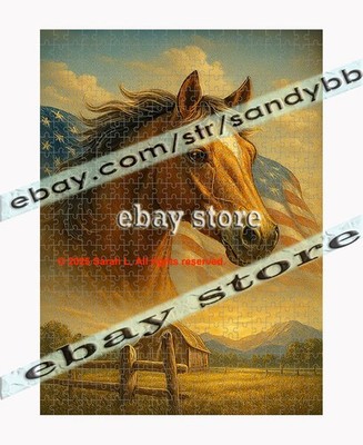 500 piece jigsaw puzzle Golden Horse Sunset 3D Effect Americana Ranch