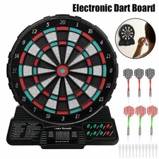 Electronic Tip Dartboard Cabinet Set with Darts for Game Room with 6 Pcs Darts