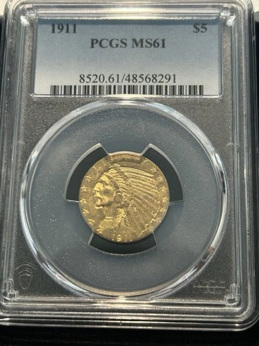 1911 US Gold $5 Indian Head Half Eagle - PCGS MS61 🔥🔥