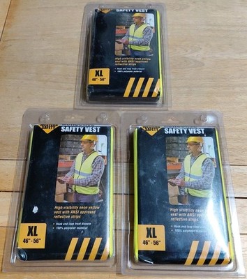 WESTERN SAFETY NEW IN PACKAGE GREEN REFLECTIVE SAFETY VEST XL 46'' - 56'' Lot Of 3