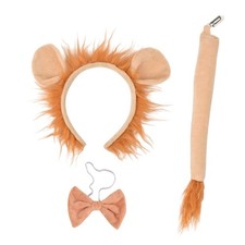 Lion Ears Headband with Tail and Bowtie Halloween Headwear Animal Costume Set